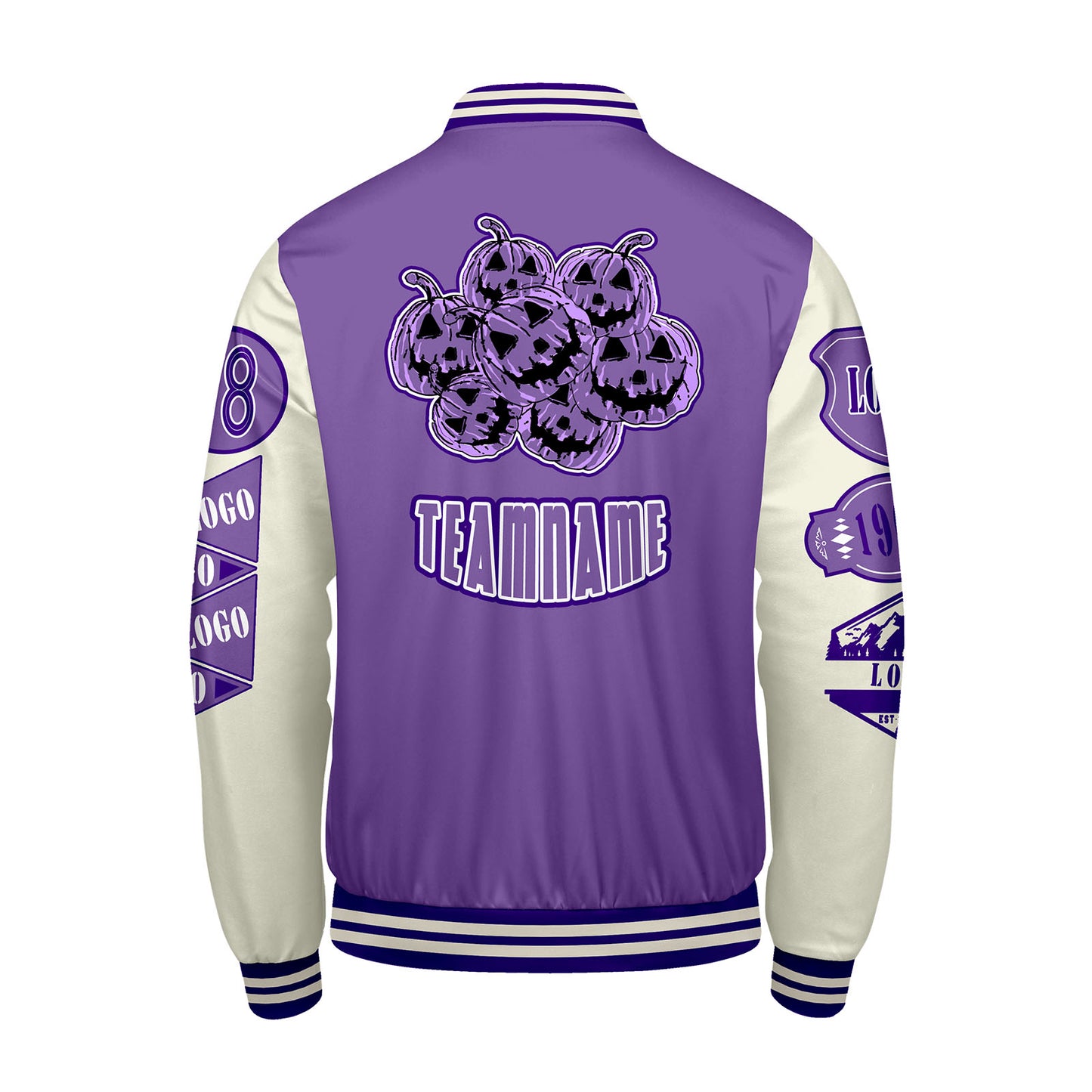 Custom Purple White Letterman Varsity Jacket Personalized Embroidery Printing