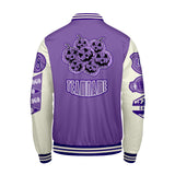 Custom Purple White Letterman Varsity Jacket Personalized Embroidery Printing