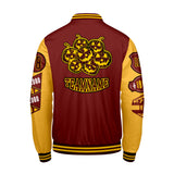 Custom Burgundy Yellow Letterman Varsity Jacket Personalized Embroidery Printing