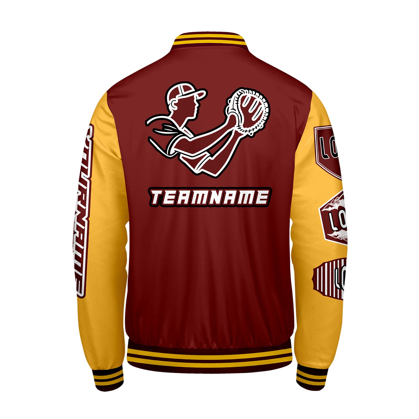 Custom Red Yellow Letterman Varsity Jacket Personalized Embroidery Printing