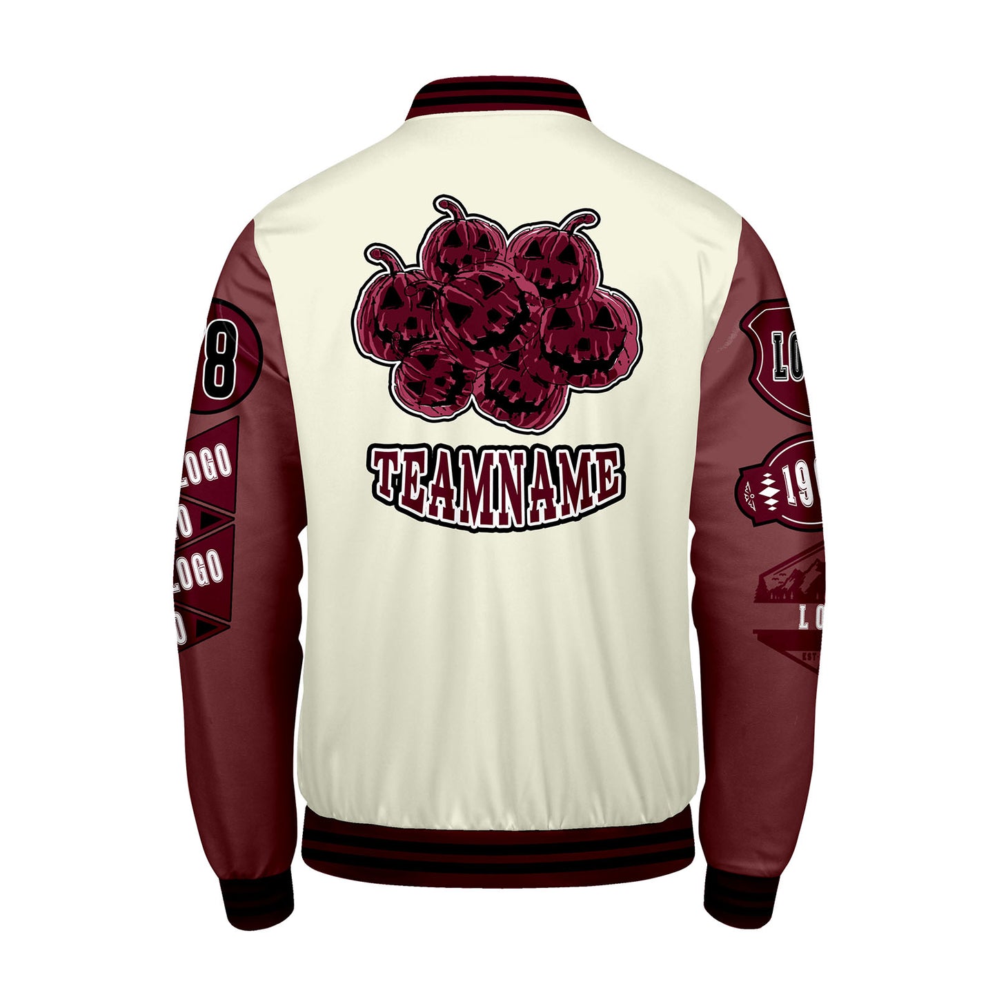 Custom White Burgundy Letterman Varsity Jacket Personalized Embroidery Printing