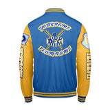 Custom Blue Yellow Letterman Varsity Jacket Personalized Embroidery Printing