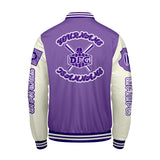 Custom Purple White Letterman Varsity Jacket Personalized Embroidery Printing
