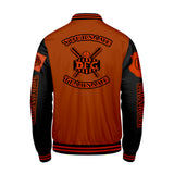Custom Orange Black Letterman Varsity Jacket Personalized Embroidery Printing