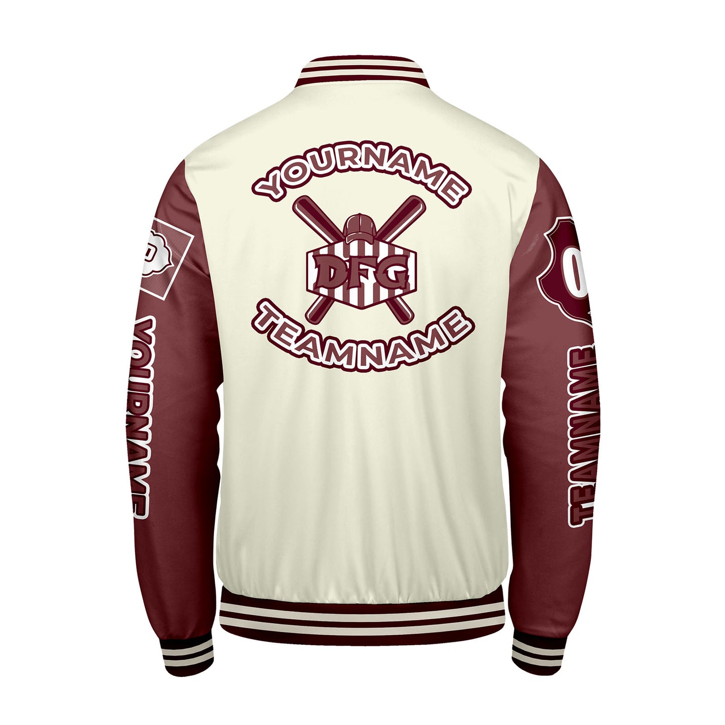 Custom White Maroon Letterman Varsity Jacket Personalized Embroidery Printing