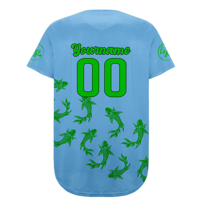 Custom Blue Green Baseball Jersey Personalized Gradient Team Uniforms Shirt with Name Number