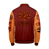 Custom Burgundy Dark Orange Letterman Varsity Jacket Personalized Embroidery Printing