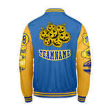 Custom Blue Yellow Letterman Varsity Jacket Personalized Embroidery Printing