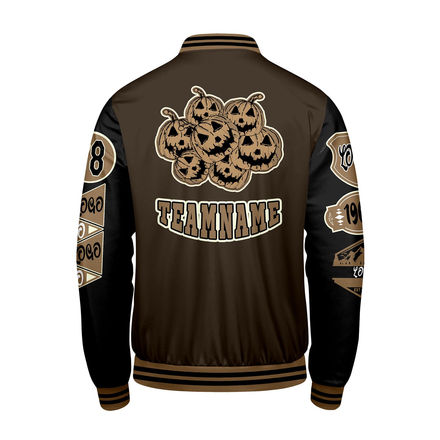Custom Brown Black Letterman Varsity Jacket Personalized Embroidery Printing