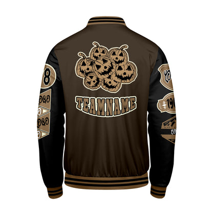 Custom Brown Black Letterman Varsity Jacket Personalized Embroidery Printing