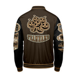 Custom Brown Black Letterman Varsity Jacket Personalized Embroidery Printing