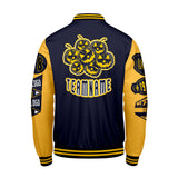 Custom Navy Yellow Letterman Varsity Jacket Personalized Embroidery Printing
