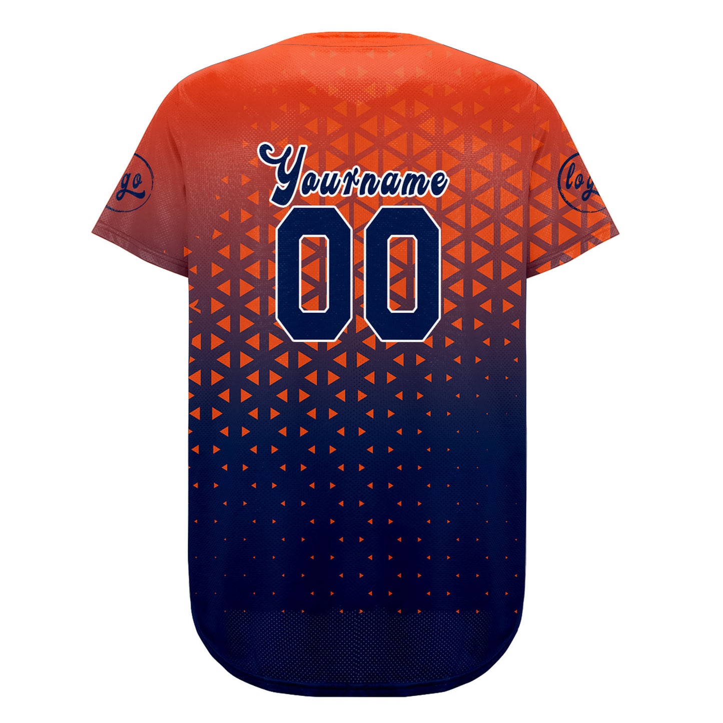 Custom Orange Navy Baseball Jersey Personalized Gradient Team Uniforms Shirt with Name Number