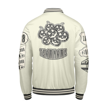 Custom White Letterman Varsity Jacket Personalized Embroidery Printing
