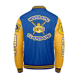 Custom Blue Yellow Letterman Varsity Jacket Personalized Embroidery Printing
