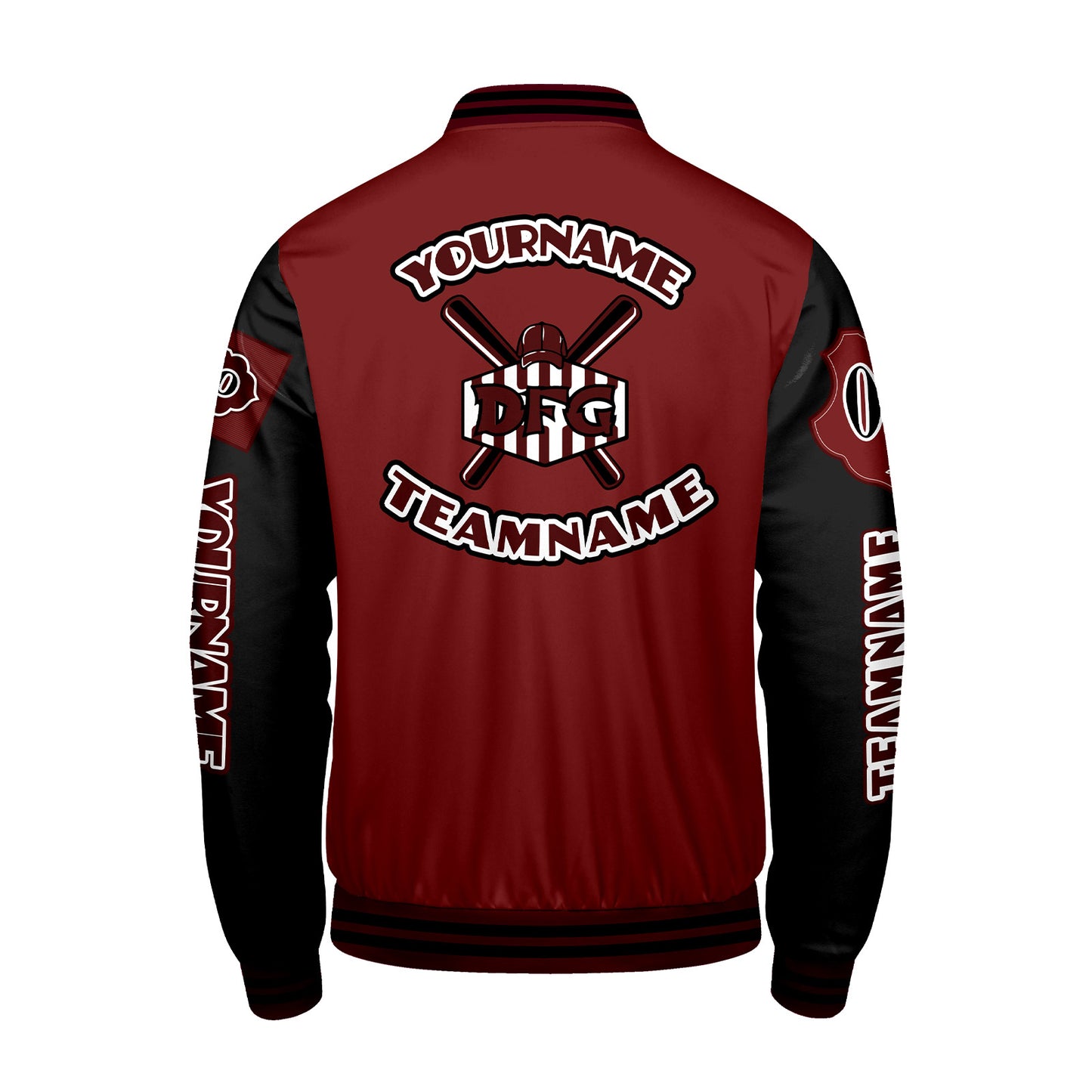Custom Red Black Letterman Varsity Jacket Personalized Embroidery Printing