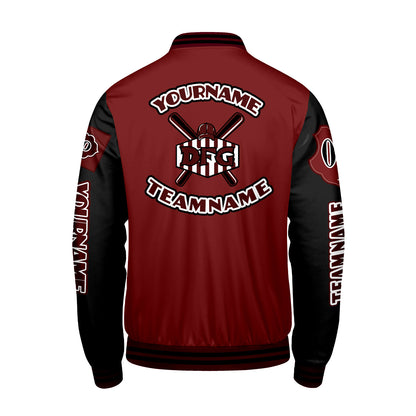 Custom Red Black Letterman Varsity Jacket Personalized Embroidery Printing