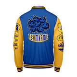 Custom Blue Yellow Letterman Varsity Jacket Personalized Embroidery Printing