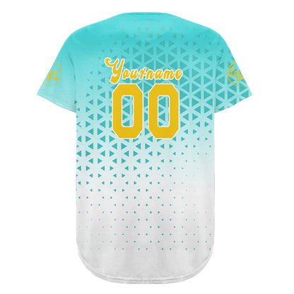 Custom Lakes Blue White Baseball Jersey Personalized Gradient Team Uniforms Shirt with Name Number