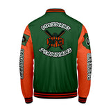 Custom Green Orange Letterman Varsity Jacket Personalized Embroidery Printing