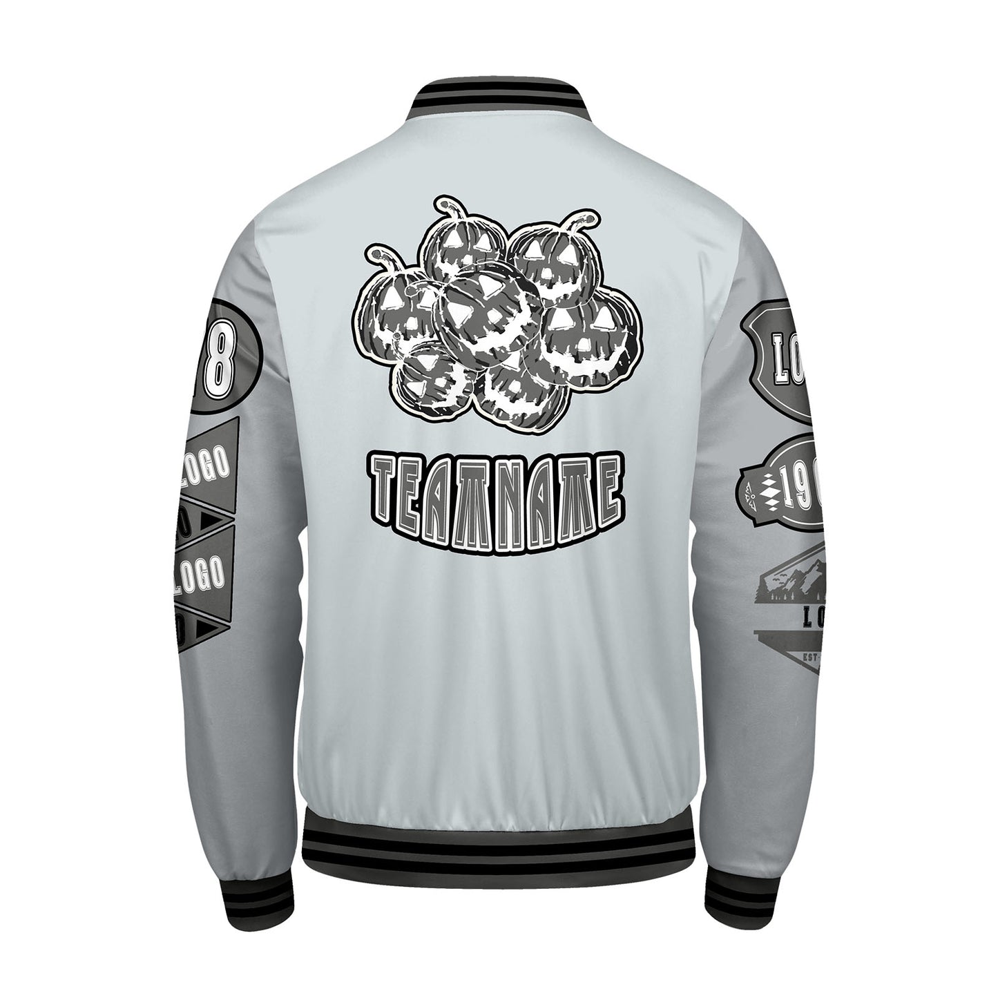 Custom Gray Letterman Varsity Jacket Personalized Embroidery Printing