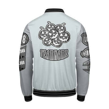 Custom Gray Letterman Varsity Jacket Personalized Embroidery Printing