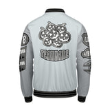 Custom Gray Letterman Varsity Jacket Personalized Embroidery Printing