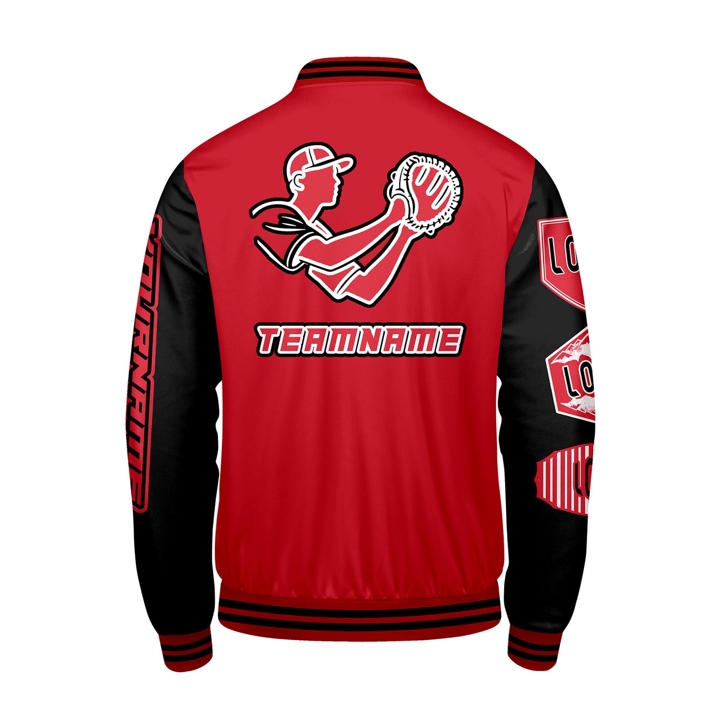 Custom Red Black Letterman Varsity Jacket Personalized Embroidery Printing