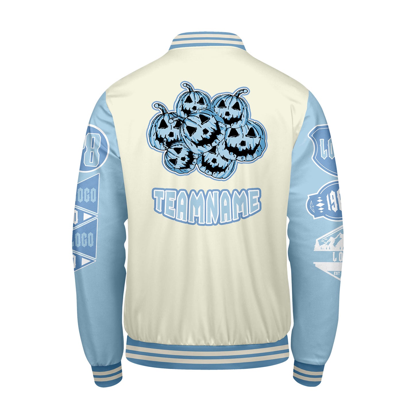 Custom White Lion Blue Letterman Varsity Jacket Personalized Embroidery Printing