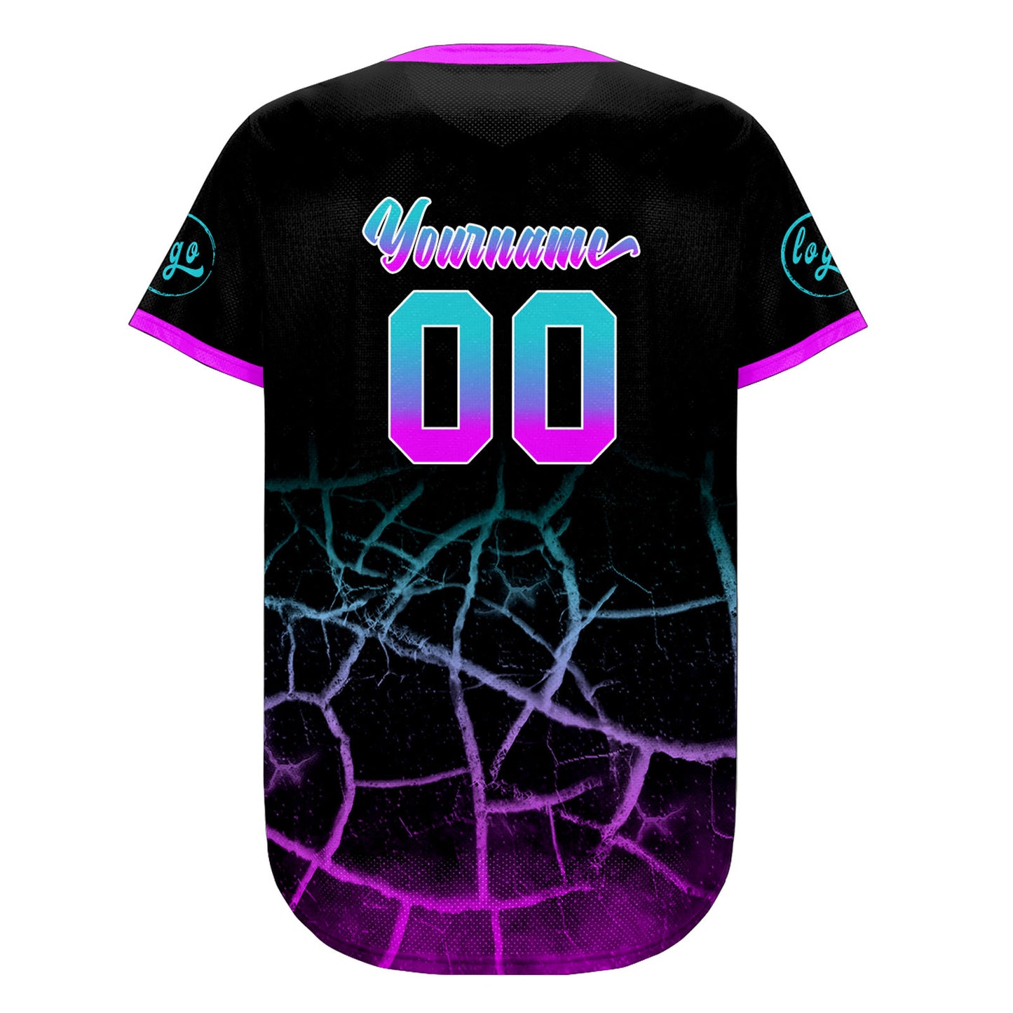 Custom Black Bright Purple Lakes Blue Baseball Jersey Personalized Gradient Team Uniforms Shirt with Name Number