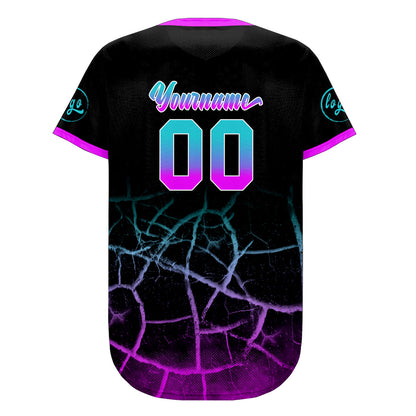 Custom Black Bright Purple Lakes Blue Baseball Jersey Personalized Gradient Team Uniforms Shirt with Name Number