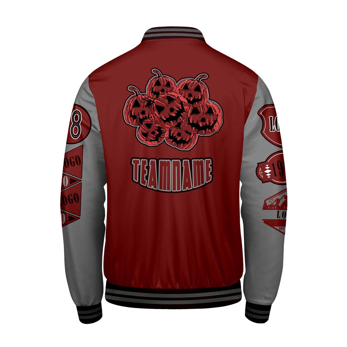 Custom Burgundy Gray Letterman Varsity Jacket Personalized Embroidery Printing