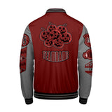 Custom Burgundy Gray Letterman Varsity Jacket Personalized Embroidery Printing