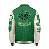 Custom Green White Letterman Varsity Jacket Personalized Embroidery Printing
