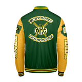 Custom Green Yellow Letterman Varsity Jacket Personalized Embroidery Printing