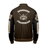 Custom Brown Black Letterman Varsity Jacket Personalized Embroidery Printing