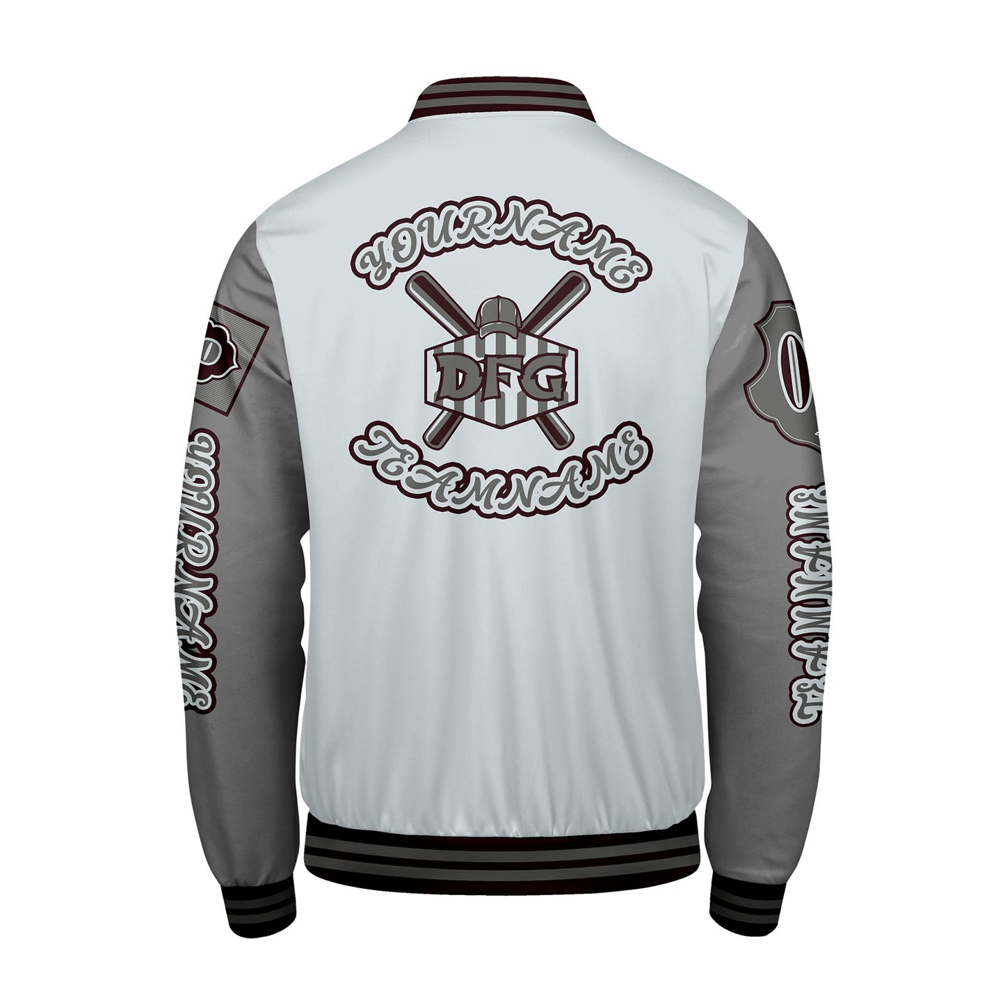 Custom Gray Letterman Varsity Jacket Personalized Embroidery Printing