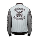 Custom Gray Letterman Varsity Jacket Personalized Embroidery Printing
