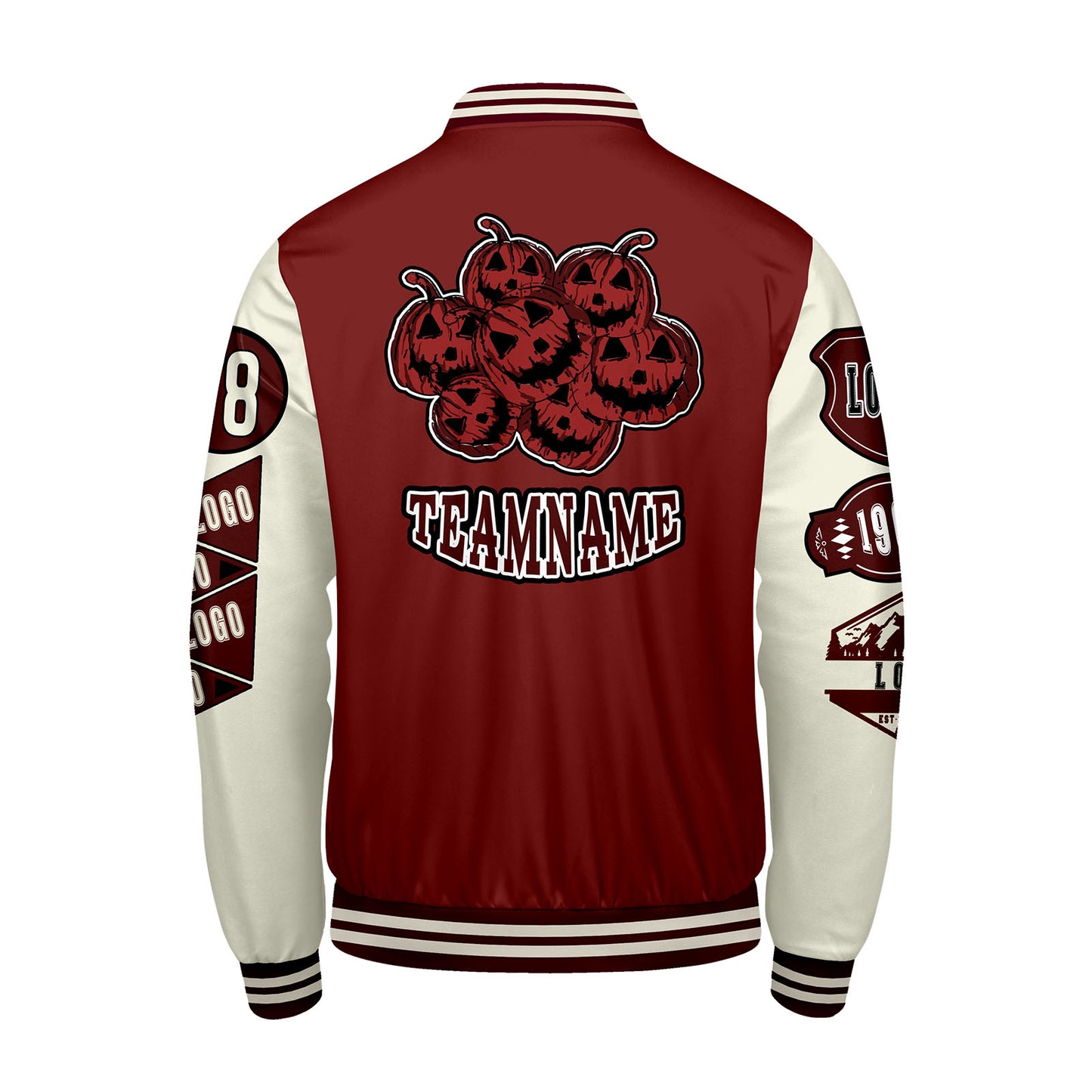 Custom Burgundy White Letterman Varsity Jacket Personalized Embroidery Printing