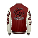 Custom Burgundy White Letterman Varsity Jacket Personalized Embroidery Printing