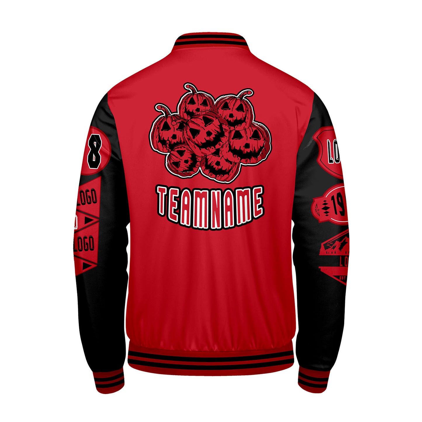 Custom Red Black Letterman Varsity Jacket Personalized Embroidery Printing