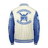 Custom White Royal Letterman Varsity Jacket Personalized Embroidery Printing