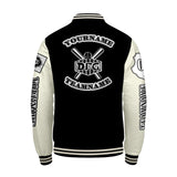 Custom Black White Letterman Varsity Jacket Personalized Embroidery Printing