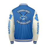 Custom Blue White Letterman Varsity Jacket Personalized Embroidery Printing