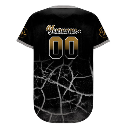 Custom Black Old Gold Baseball Jersey Personalized Gradient Team Uniforms Shirt with Name Number
