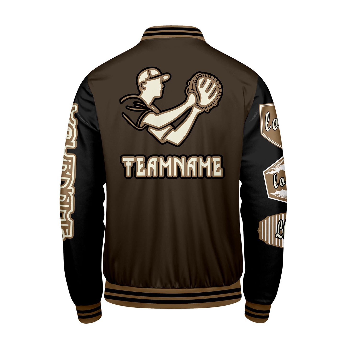 Custom Brown Black Letterman Varsity Jacket Personalized Embroidery Printing