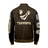Custom Brown Black Letterman Varsity Jacket Personalized Embroidery Printing