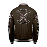 Custom Brown Letterman Varsity Jacket Personalized Embroidery Printing