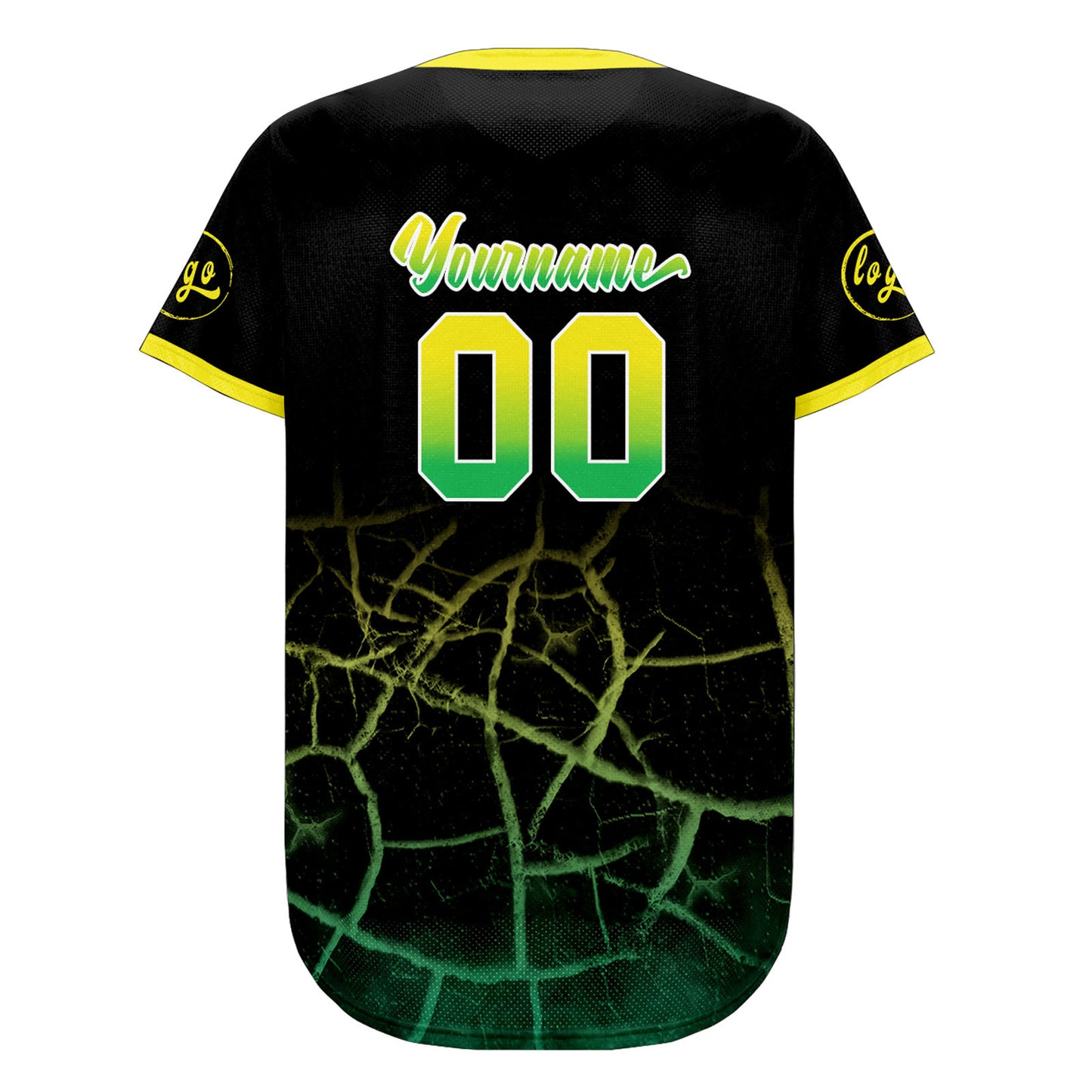 Custom Black Yellow Green Baseball Jersey Personalized Gradient Team Uniforms Shirt with Name Number