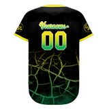 Custom Black Yellow Green Baseball Jersey Personalized Gradient Team Uniforms Shirt with Name Number